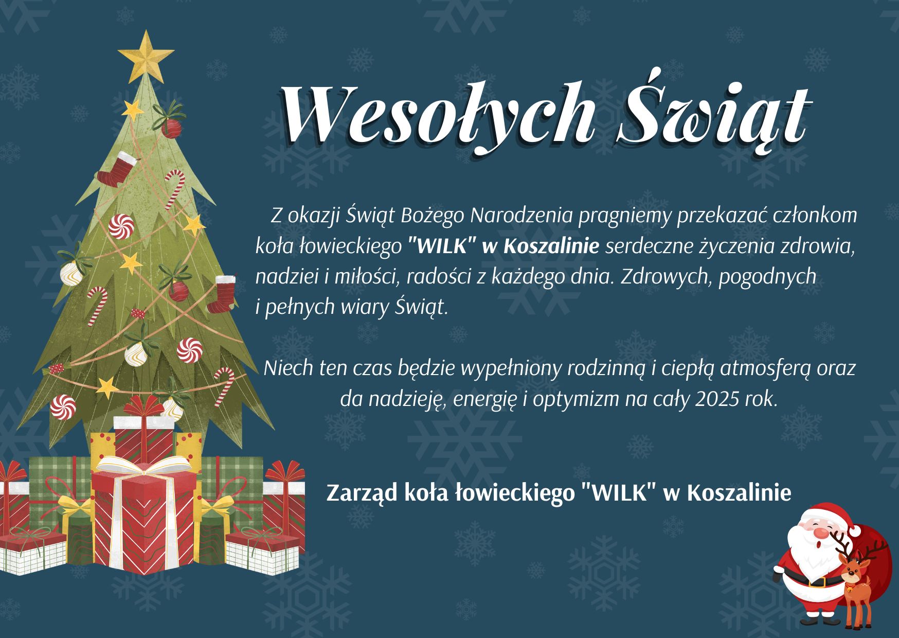 Życzenia Bożonarodzeniowe dla członków koła łowieckiego „Wilk” W Koszalinie